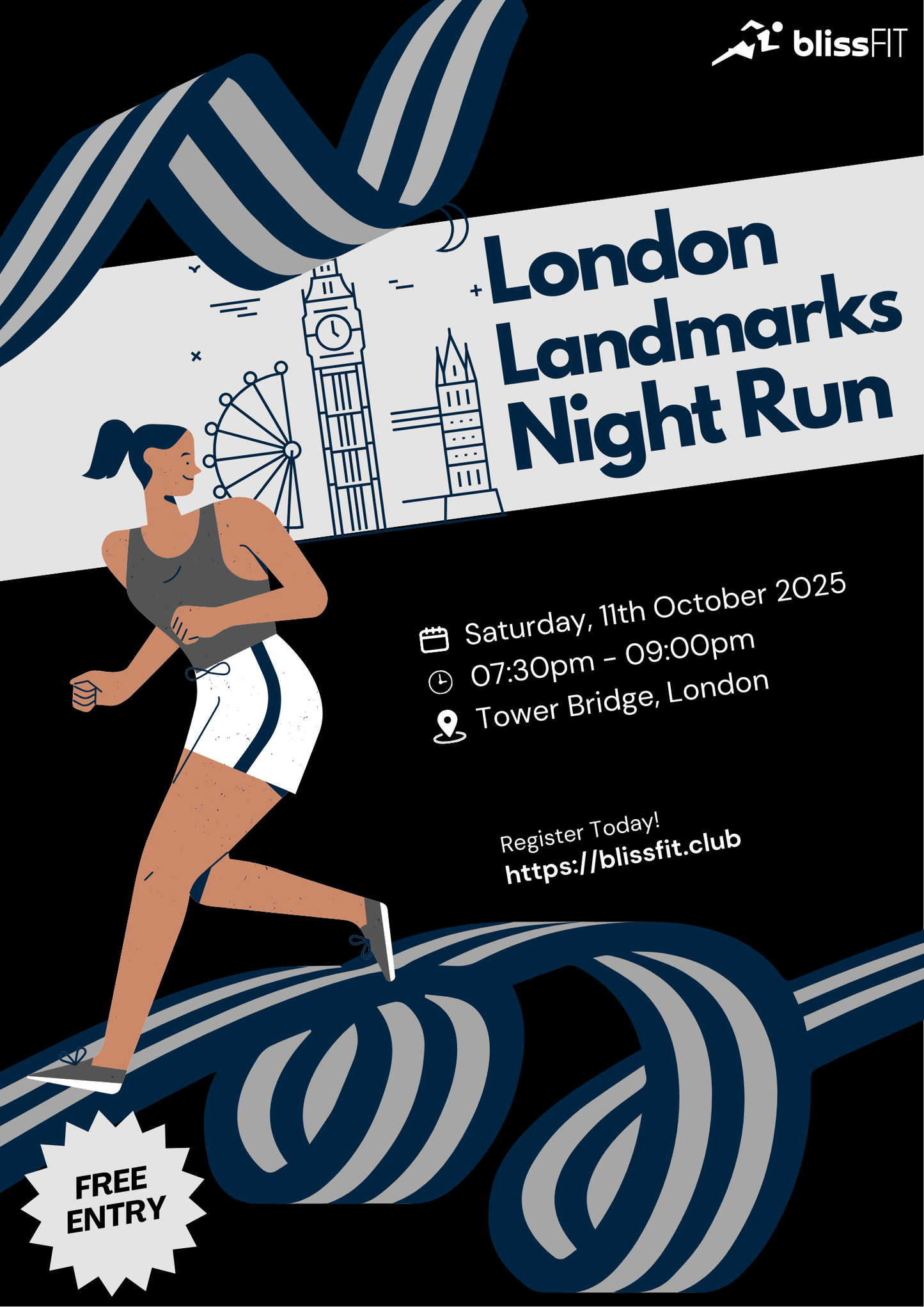 Blissfit London Landmarks Night Run